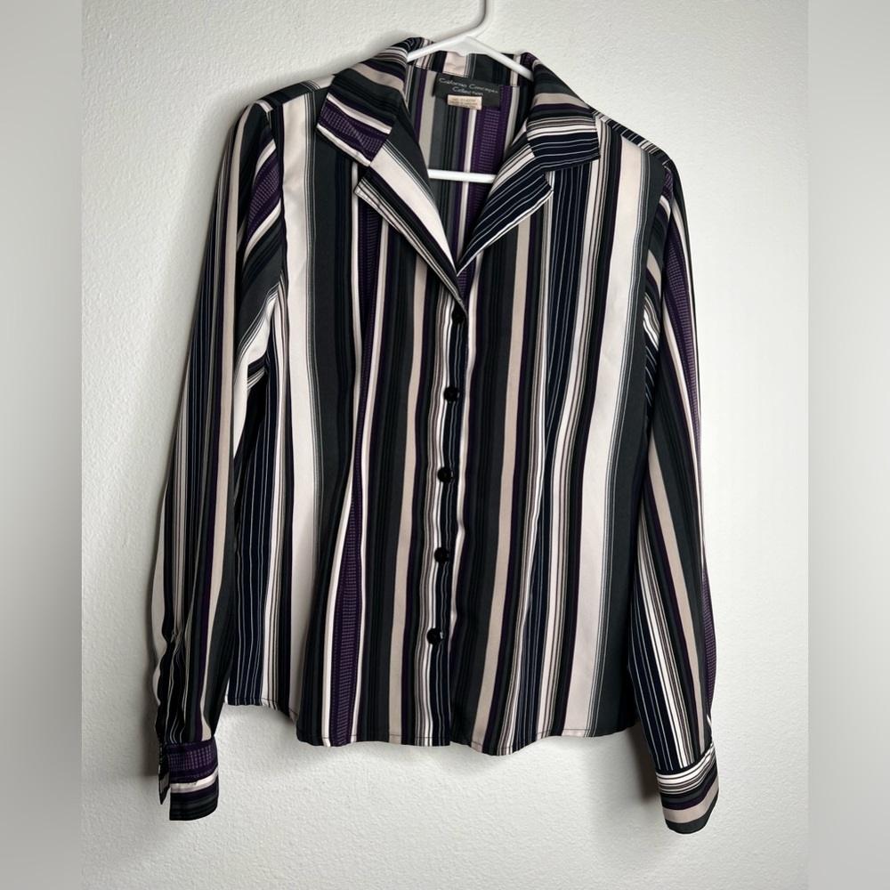 California Concepts Button Up Blouse Long Sleeves Multicolor Womens Size 10